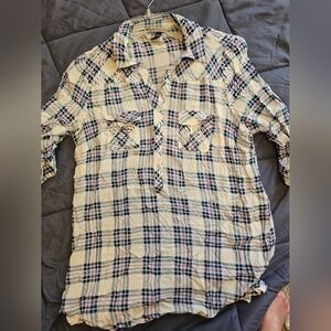 Women's Plaid Shirt - White, Blue, & Pink